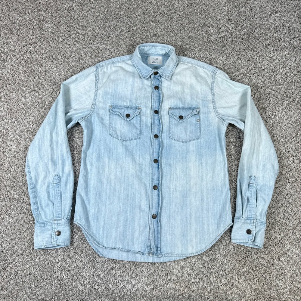 Light Blue Denim Shirt - Men's Casual Button-Up